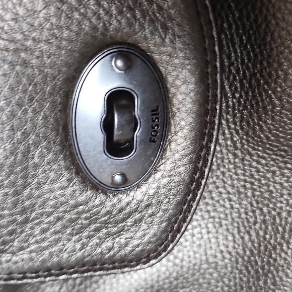 Metallic Fossil Crossbody Satchel Bag - Picture 6 of 12